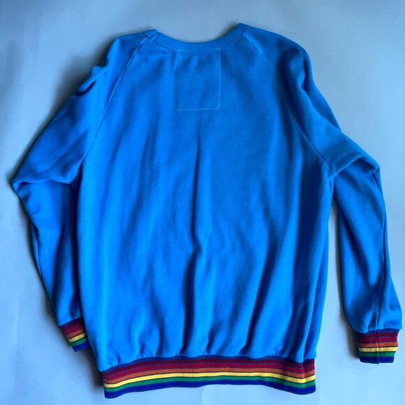 Aviator Nation Rainbow Rib Crew Sweatshirt - Ocean - Size XL - Picture 6 of 6
